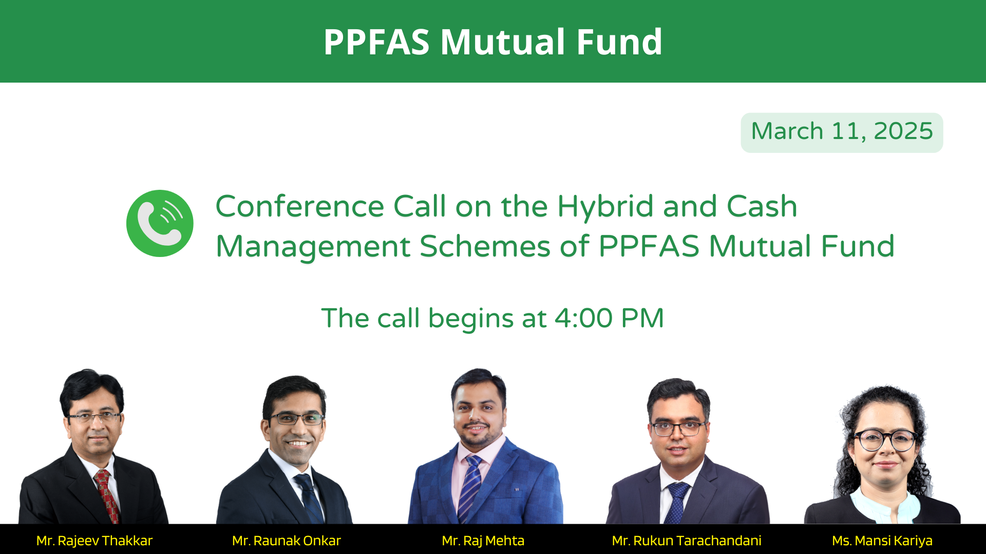 Conference Call on the Equity Schemes of PPFAS Mutual Fund